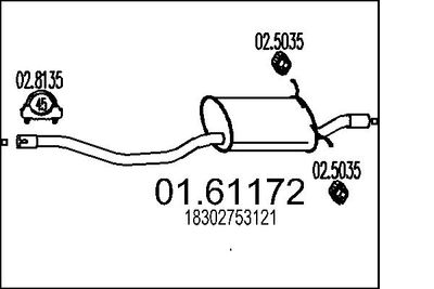 Глушитель выхлопных газов конечный MTS 01.61172