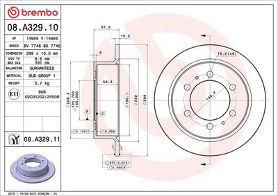 Тормозной диск BREMBO 08.A329.11