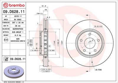 Тормозной диск BREMBO 09.D628.11