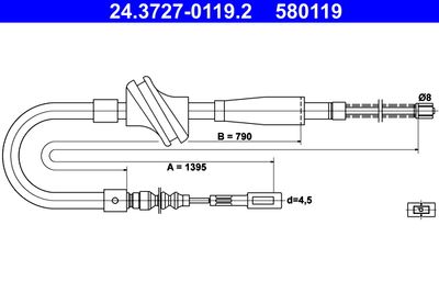 Тросик, cтояночный тормоз ATE 24372701192