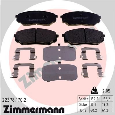 Bremžu uzliku kompl., Disku bremzes ZIMMERMANN 22378.170.2