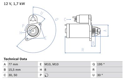 Стартер BOSCH 0 986 023 600