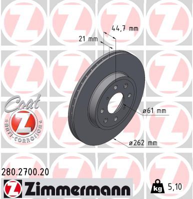Тормозной диск ZIMMERMANN 280.2700.20
