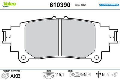 Bremžu uzliku kompl., Disku bremzes VALEO 610390