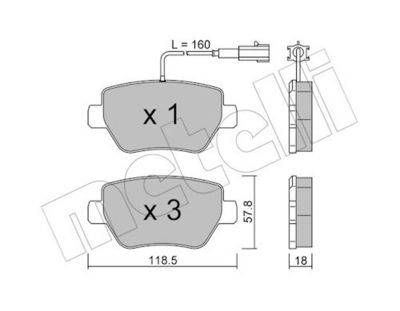 Bremžu uzliku kompl., Disku bremzes METELLI 22-1204-0
