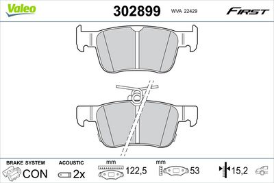 Bremžu uzliku kompl., Disku bremzes VALEO 302899