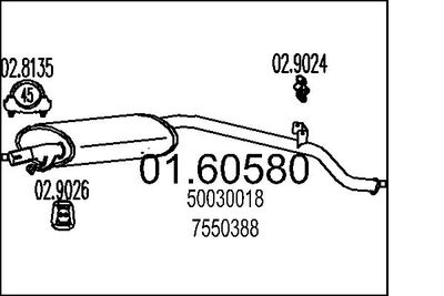 Глушитель выхлопных газов конечный MTS 01.60580