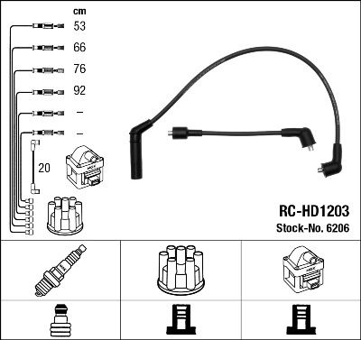 Augstsprieguma vadu komplekts NGK 6206