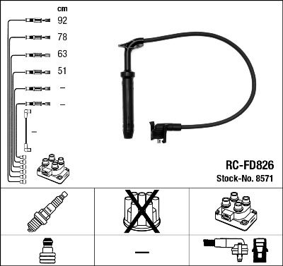 Augstsprieguma vadu komplekts NGK 8571