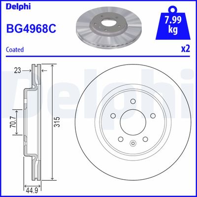 Тормозной диск DELPHI BG4968C