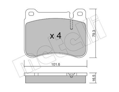 Bremžu uzliku kompl., Disku bremzes METELLI 22-0668-0