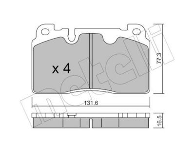 Bremžu uzliku kompl., Disku bremzes METELLI 22-0979-0