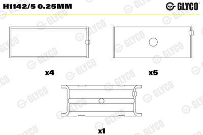 Kloķvārpstas gultnis GLYCO H1142/5 0.25mm