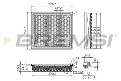 Воздушный фильтр BREMSI FA1044