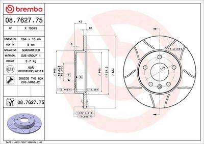 Тормозной диск BREMBO 08.7627.75
