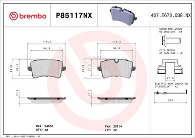 klocki ham. tył XTRA CERAMIC AUDI BREMBO P 85 117NX