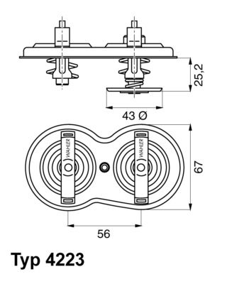 Termostats, Dzesēšanas šķidrums BorgWarner (Wahler) 4223.83D