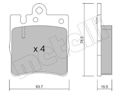 Bremžu uzliku kompl., Disku bremzes METELLI 22-0344-0