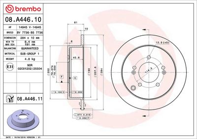 Тормозной диск BREMBO 08.A446.11