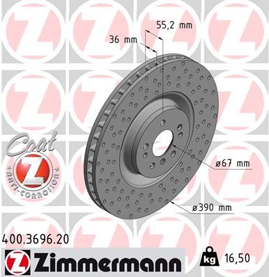 Bremžu diski ZIMMERMANN 400.3696.20