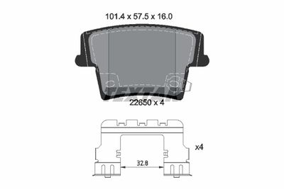 Комплект тормозных колодок, дисковый тормоз TEXTAR 2265001