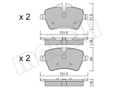 Bremžu uzliku kompl., Disku bremzes METELLI 22-0768-0