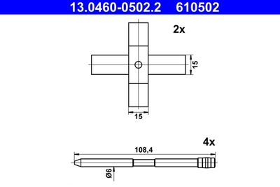 Комплектующие, колодки дискового тормоза ATE 13.0460-0502.2