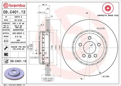 Bremžu diski BREMBO 09.C401.13