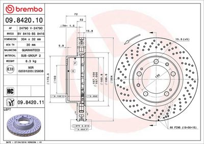 Bremžu diski BREMBO 09.8420.11