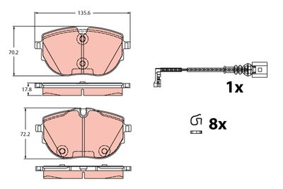 Комплект тормозных колодок, дисковый тормоз TRW GDB2412