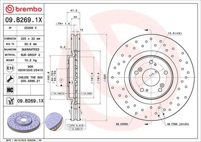 Тормозной диск BREMBO 09.B269.1X
