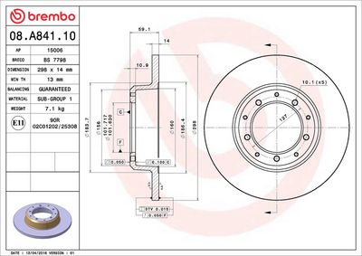 Тормозной диск BREMBO 08.A841.10