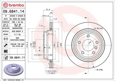 Тормозной диск BREMBO 09.6841.11