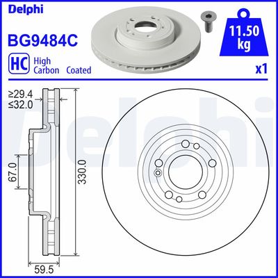 Тормозной диск DELPHI BG9484C