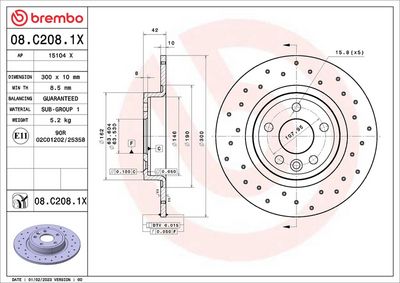 Тормозной диск BREMBO 08.C208.1X