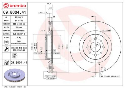 Тормозной диск BREMBO 09.8004.41