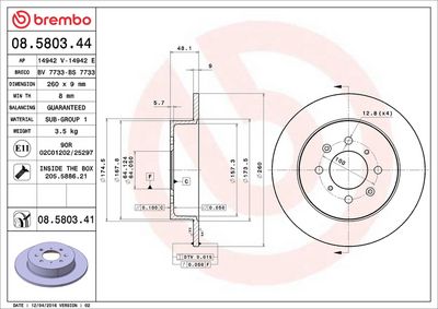 Тормозной диск BREMBO 08.5803.41