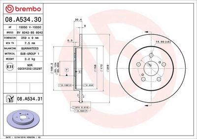 Тормозной диск BREMBO 08.A534.31