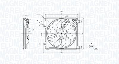 Вентилятор, охлаждение двигателя MAGNETI MARELLI 069422895010