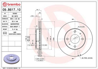 Bremžu diski BREMBO 09.B617.10