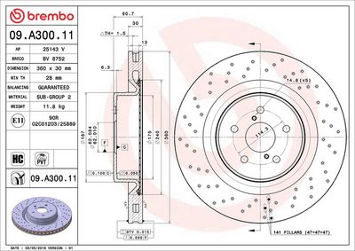 Тормозной диск BREMBO 09.A300.11