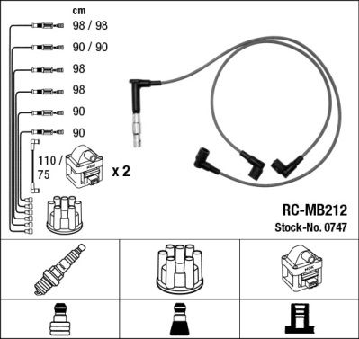 Augstsprieguma vadu komplekts NGK 0747