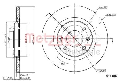 Bremžu diski METZGER 6110185