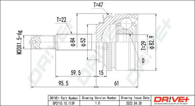 Шарнирный комплект, приводной вал Dr!ve+ DP2110.10.1139