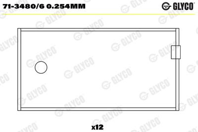 Шатунный подшипник GLYCO 71-3480/6 0.254mm