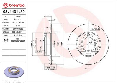 Bremžu diski BREMBO 08.1401.30