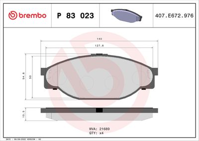 Bremžu uzliku kompl., Disku bremzes BREMBO P 83 023