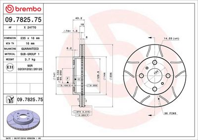 Тормозной диск BREMBO 09.7825.75