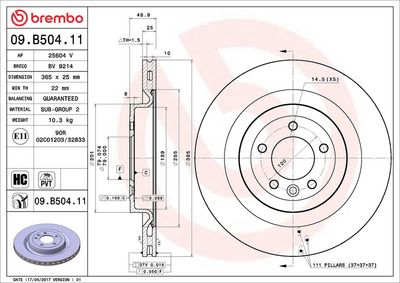 Bremžu diski BREMBO 09.B504.11