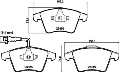 Bremžu uzliku kompl., Disku bremzes HELLA PAGID 8DB 355 021-221